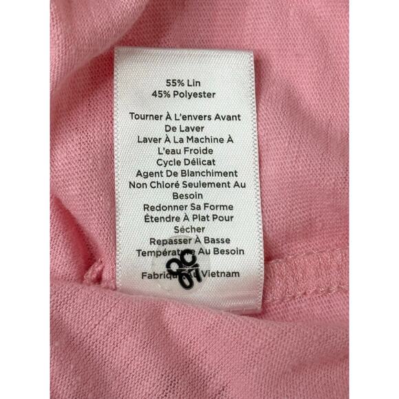 Talbots Plus Size Pink Tie Sleeve Linen Top T-shirt 2X Soft Girl Pastel - Picture 9 of 10